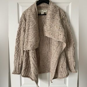 Aran Mor Cream/Brown Medium Wool Cardigan